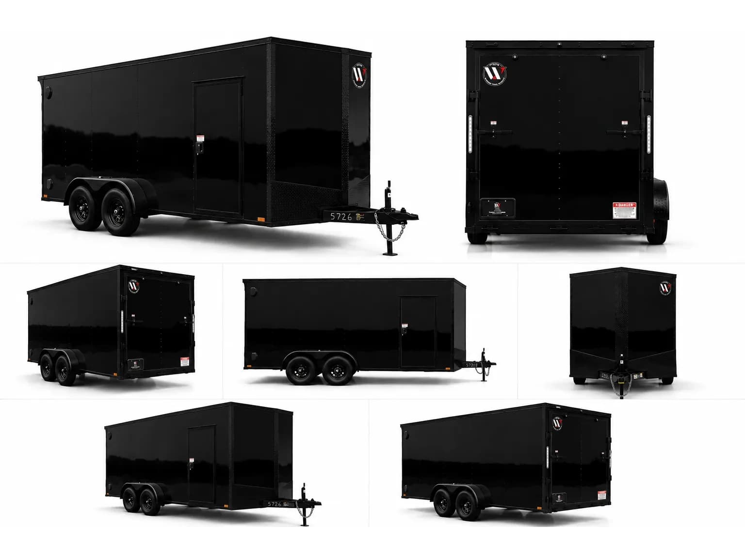 Black 7x16 Elite trailer, packed and ready for a weekend